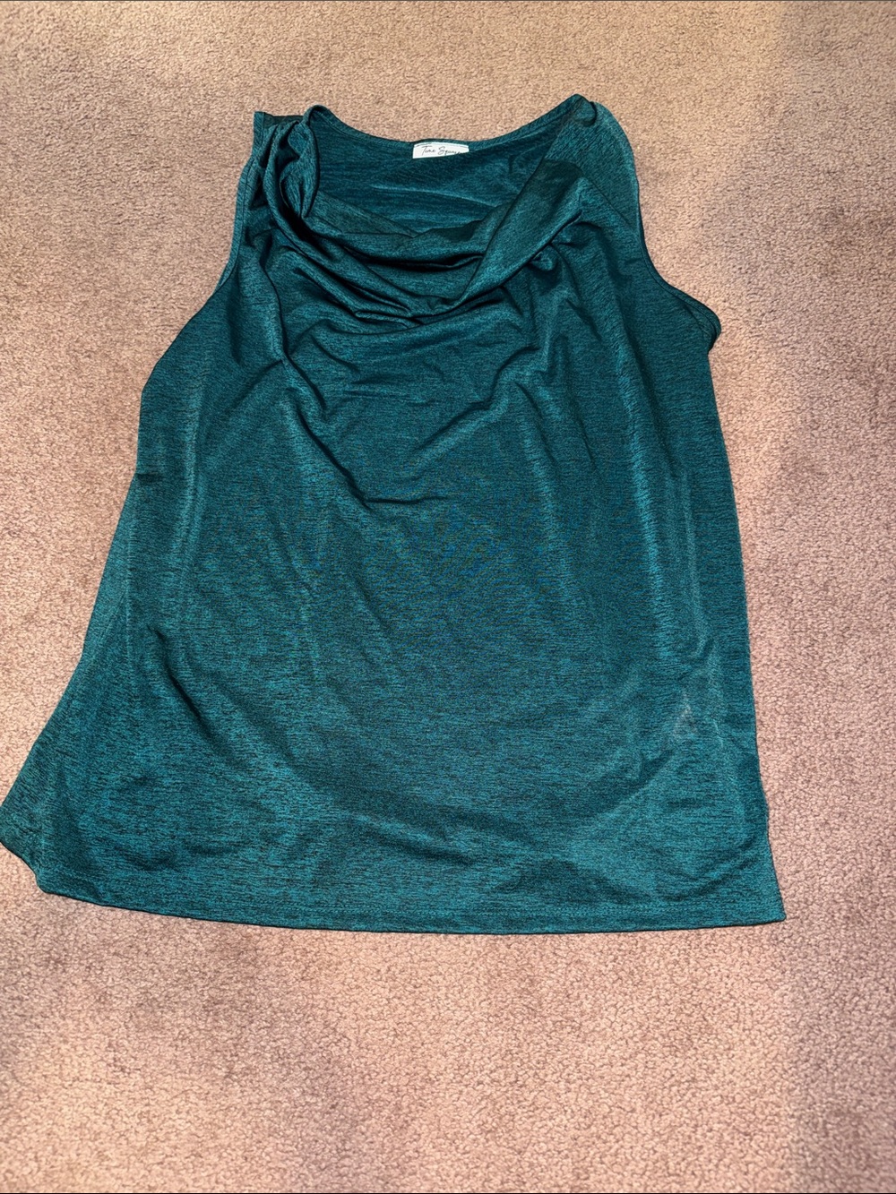 Sleeveless Cowl Neck Blouse in Teal Green